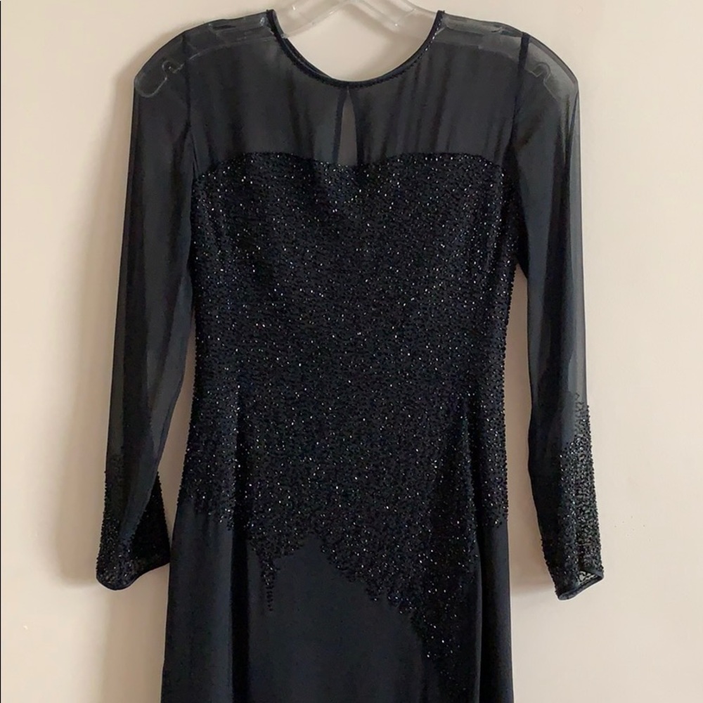 Long sleeve beaded prom dress - Picture 2 of 8